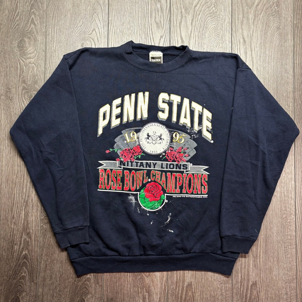 Vintage 1995 Penn State Rose Bowl Champions Tultex Sweatshirt Mens XL Navy Blue